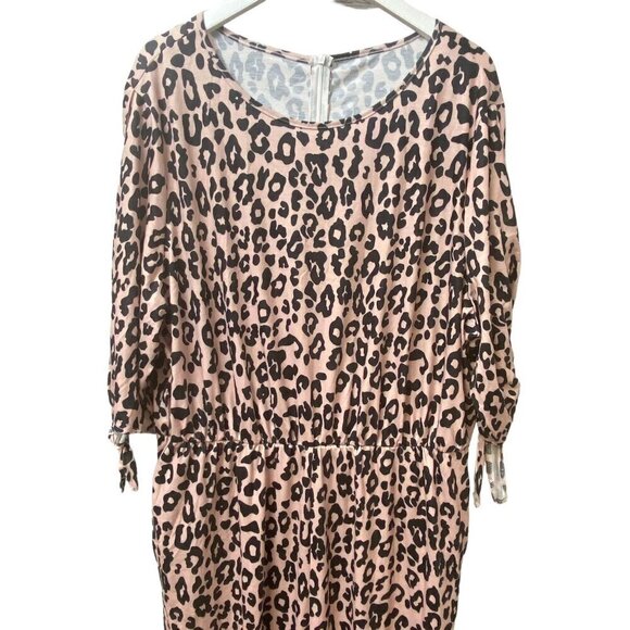 Leopard Jumpsuit Plus Size 2X Black Pink Leopard Stretch Jersey NWOT - Picture 4 of 12